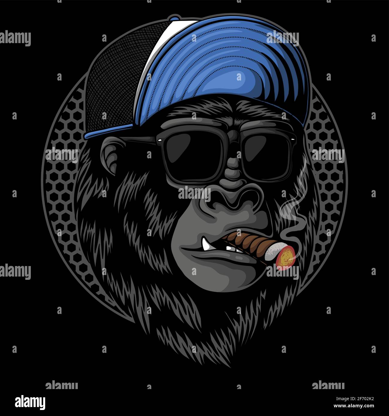 Smoked Gorilla head vector illustration Stock Vector