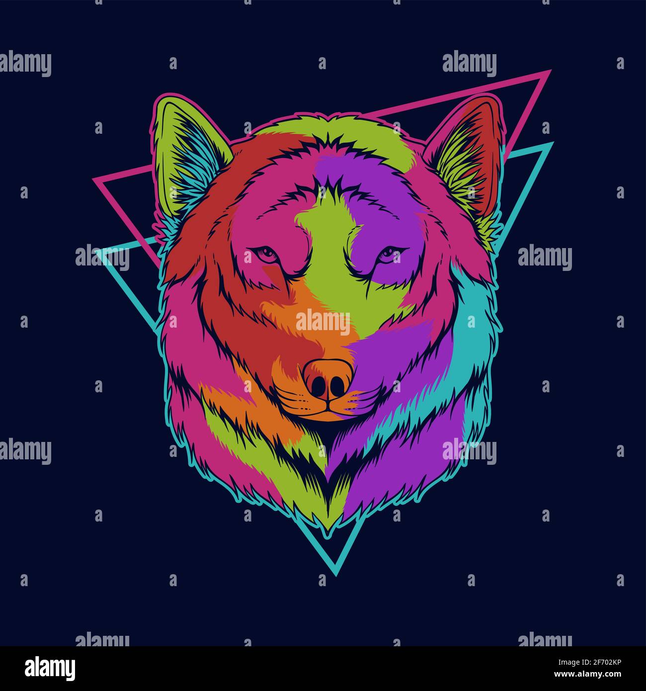 Wolf head colorful vector illustration Stock Vector