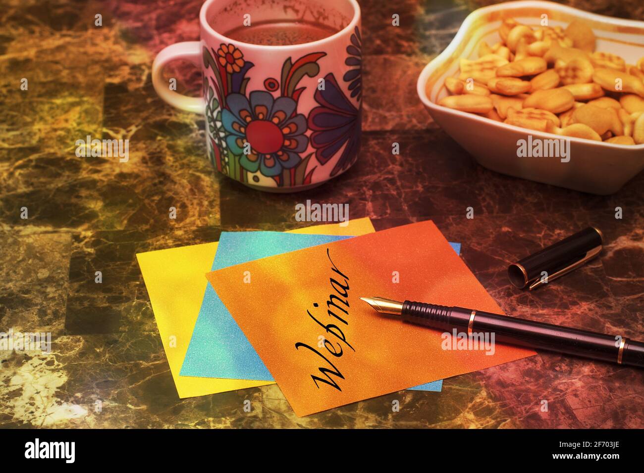 Webinar. Education, E-learning, Business study and personal Development concept. Stock Photo