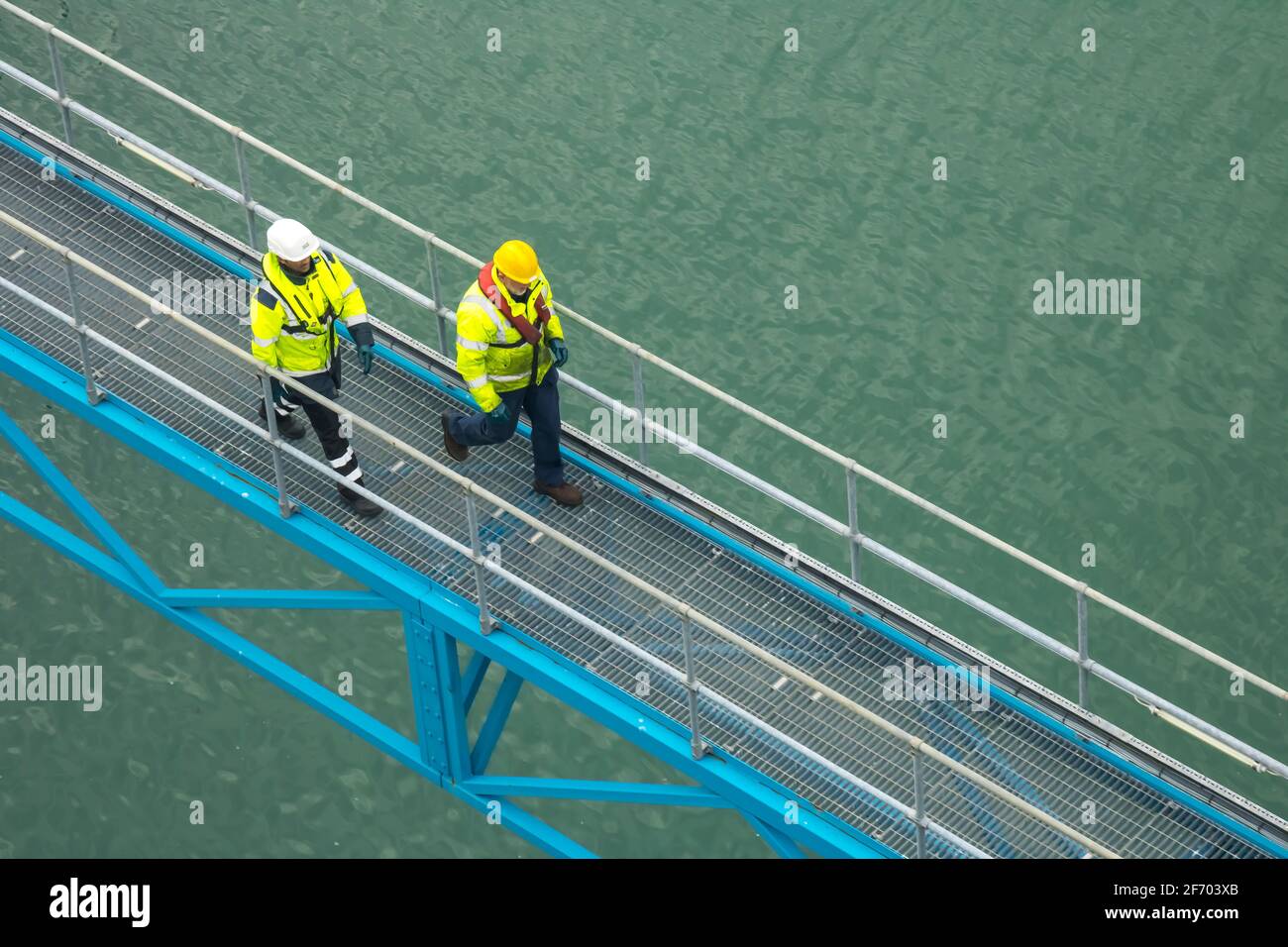 Operator mans working in the Oil platform Stock Photo