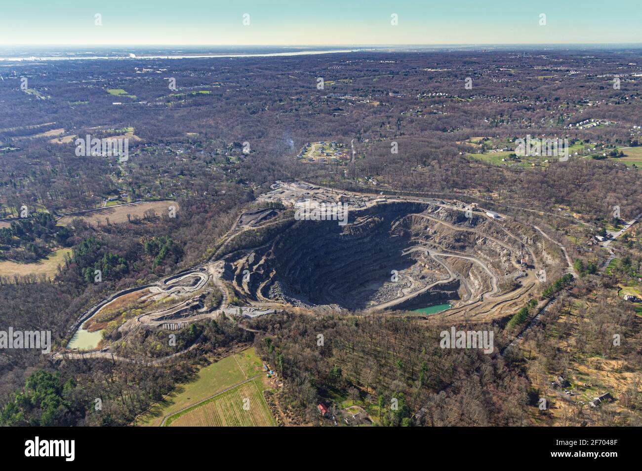 Aerial view of gravel quarry, Pennsylvania, USA Stock Photo