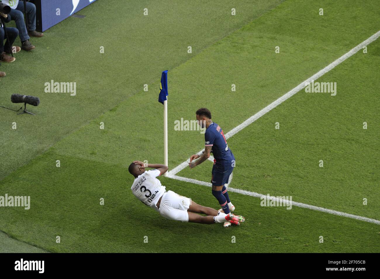 Neymar da Silva looks on before the Ligue 1 match between AS