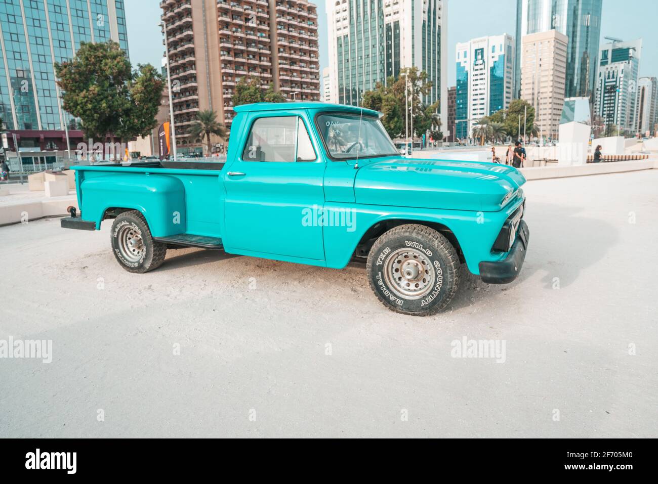 Classic Chevrolet pickup truck automobile displayed in Abu Dhabi, UAE |  American sports car | vintage style and design Stock Photo