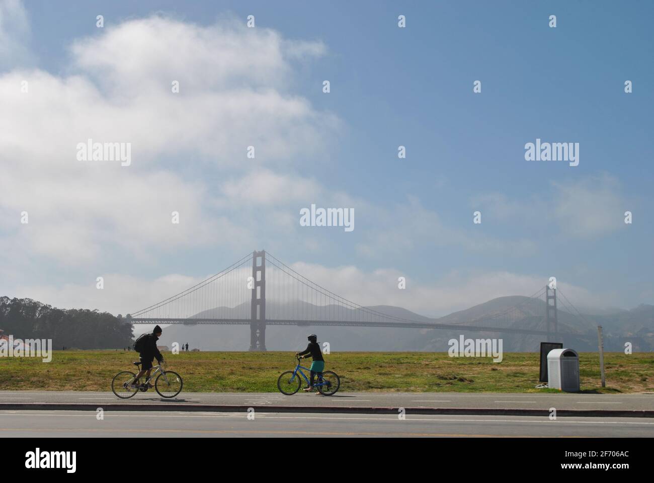 Horizontal view of the Golden Gate Bridge on a cloudy weather Stock Photo