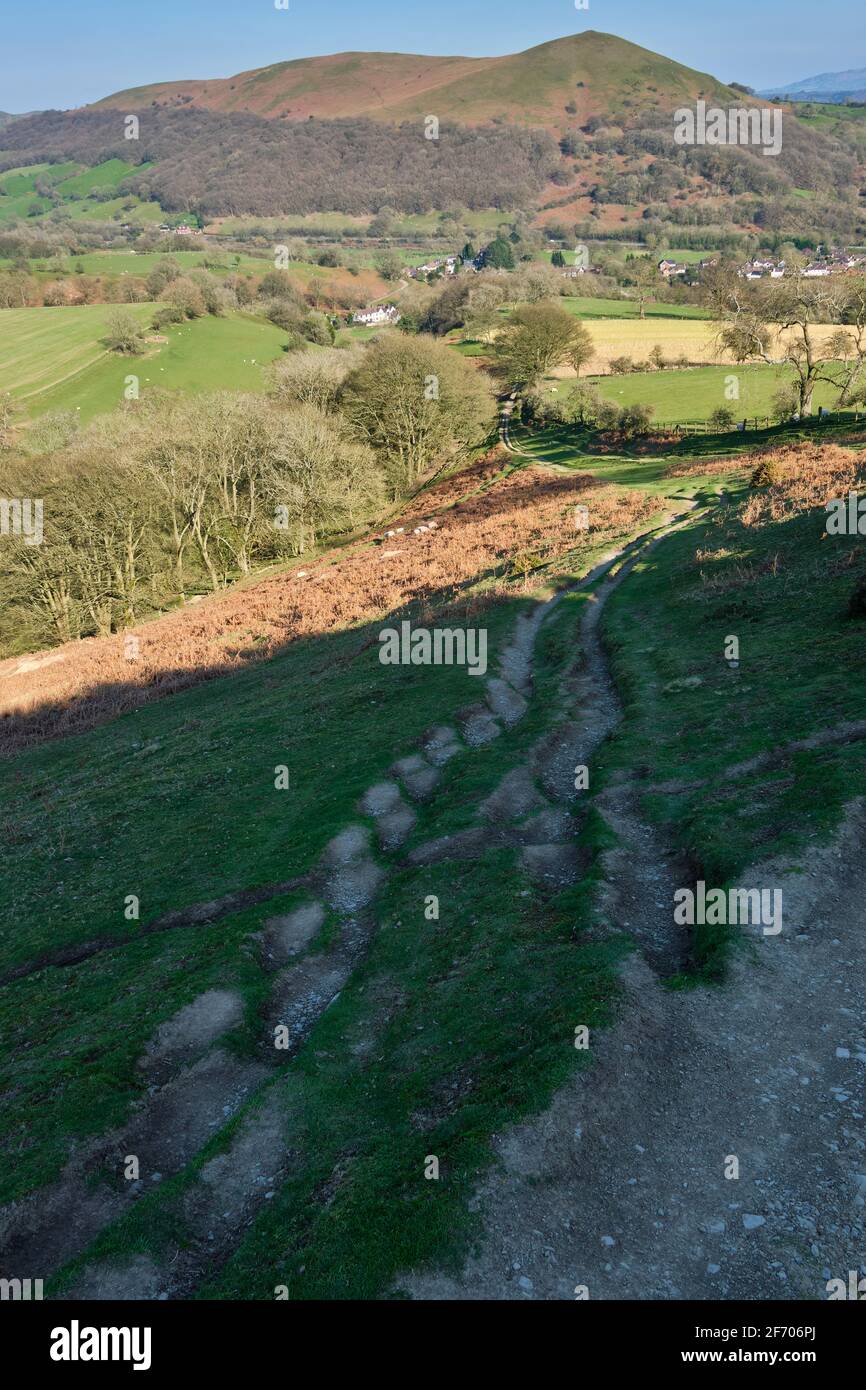 Ragleth Hill, seen from Small Batch on the Long Mynd, Church Stretton, Shropshire. Stock Photo