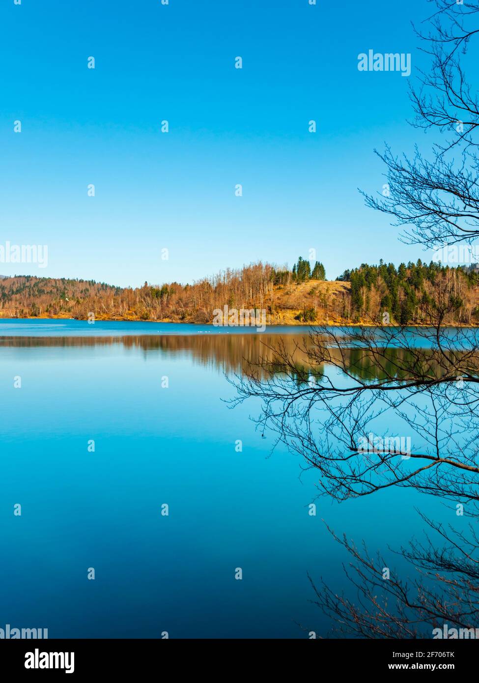 Picturesque peaceful tranquility Lokve lake in Croatia Europe Stock Photo