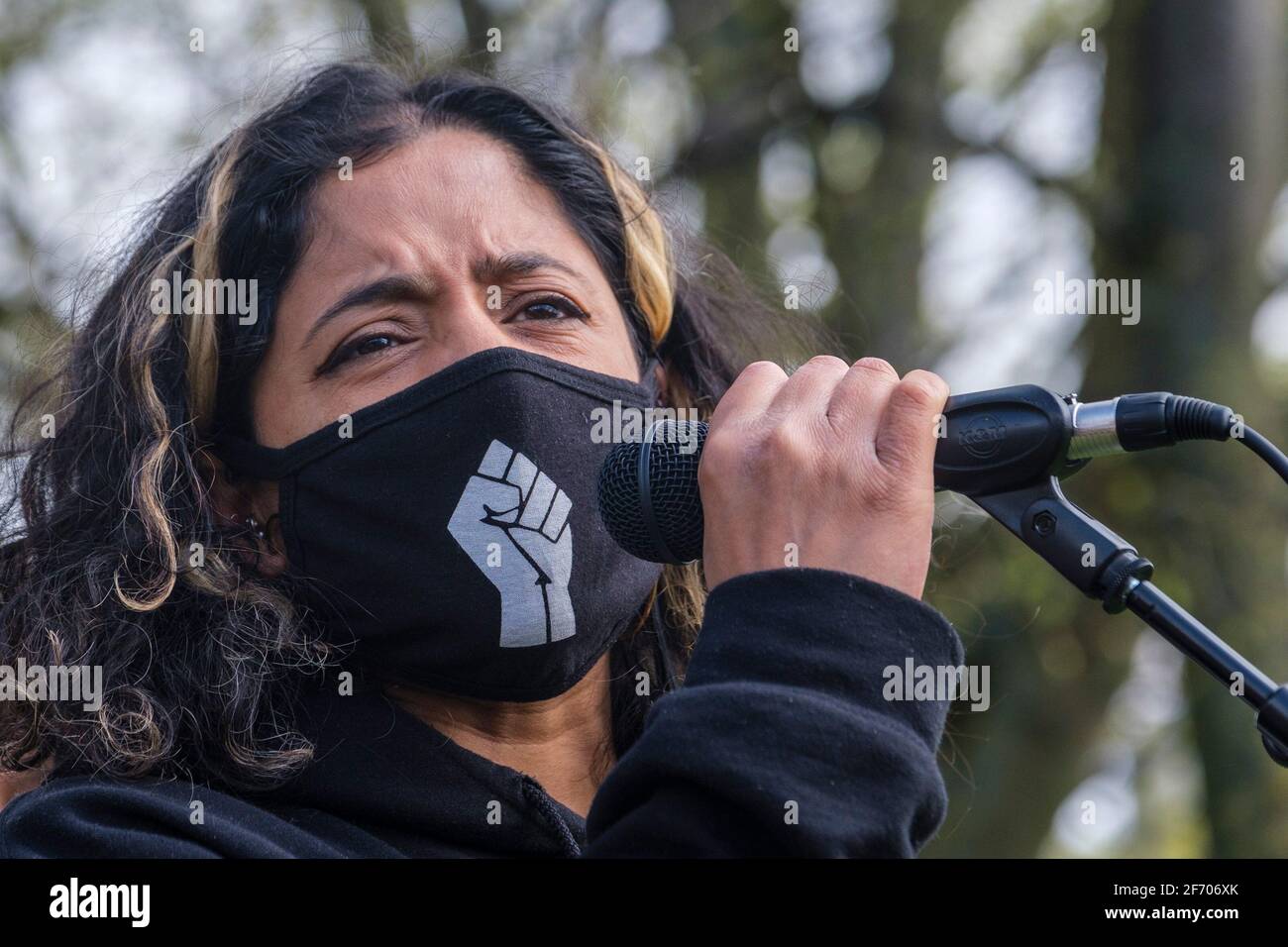 Sheffield, UK. 03rd Apr, 2021. Protestors at ‘Kill The Bill' protest against the Police, Crime, Sentencing and Courts Bill, in Sheffield, north of England on Saturday, April 3rd, 2021. Credit: Mark Harvey/Alamy Live News  Stock Photo