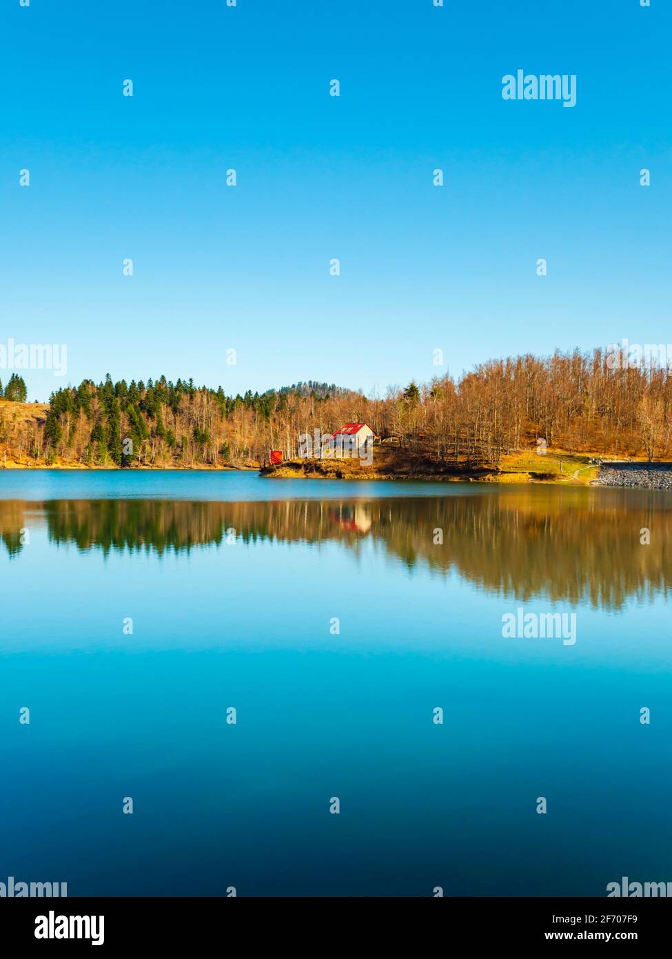 Picturesque peaceful tranquility Lokve lake in Croatia Europe Stock Photo