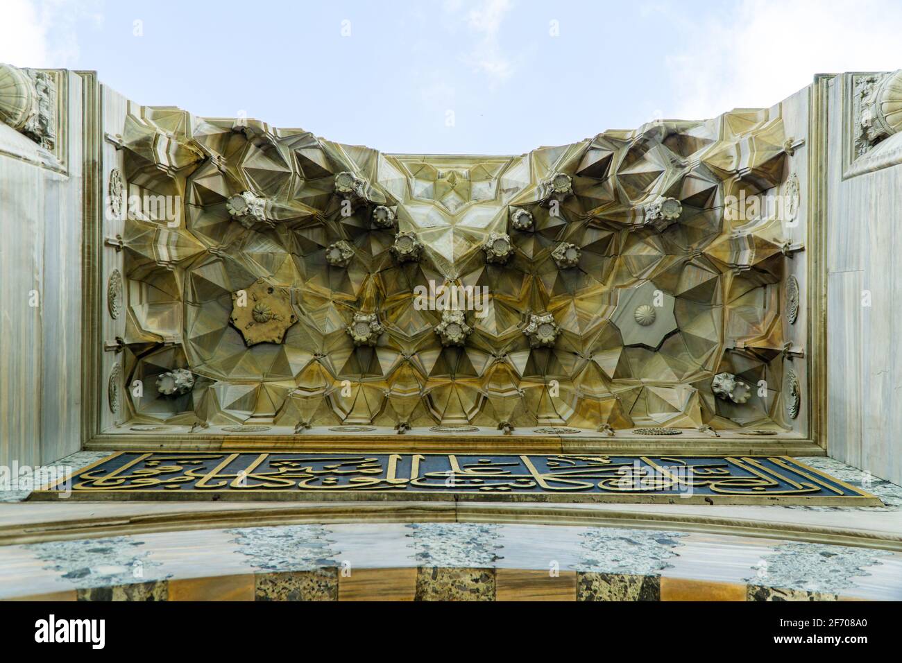 Beautiful carvings on the facade of suleymaniye mosque in Istanbul Stock Photo