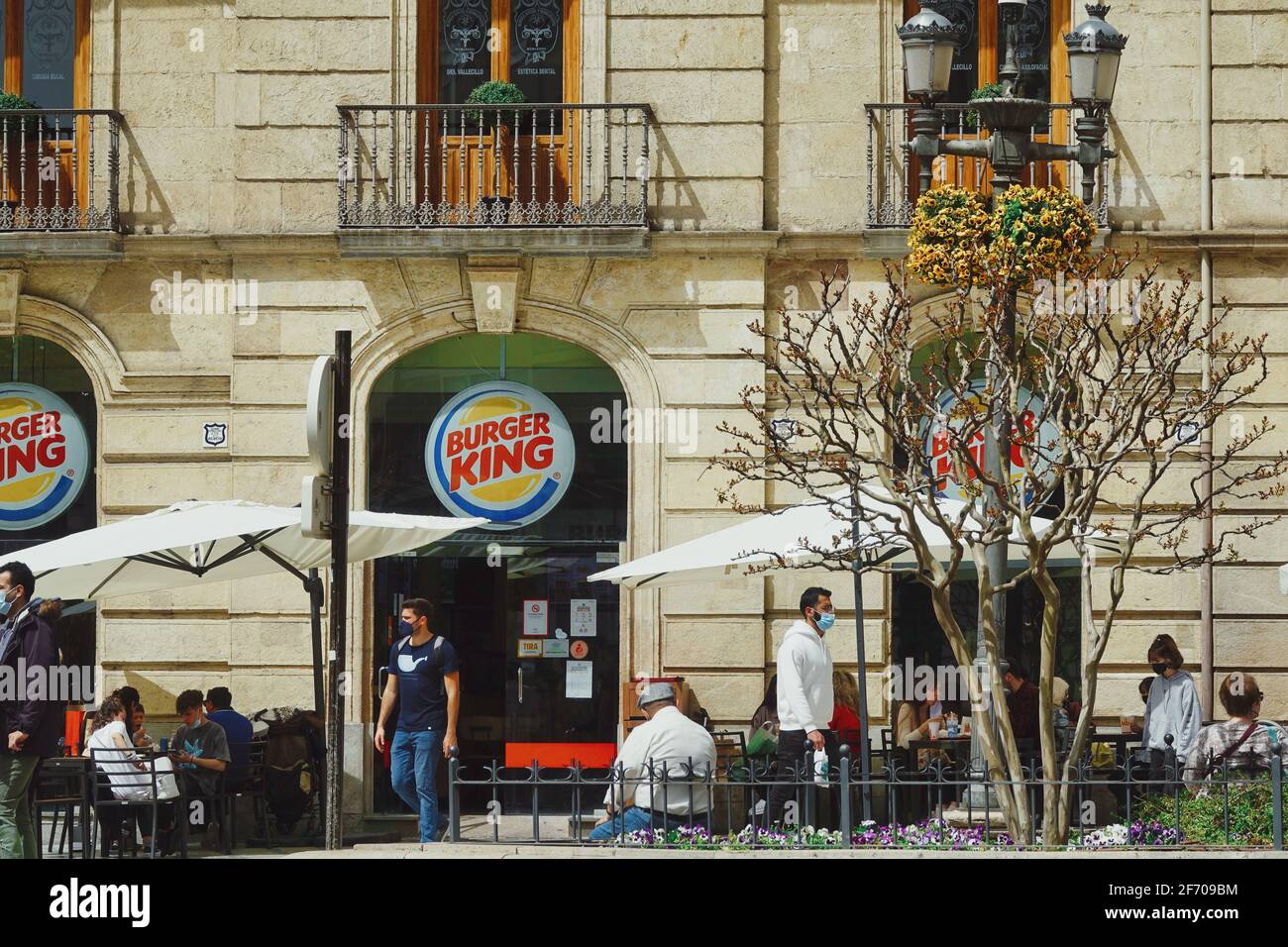 Burger King restaurant in a historic building in the center of Granada