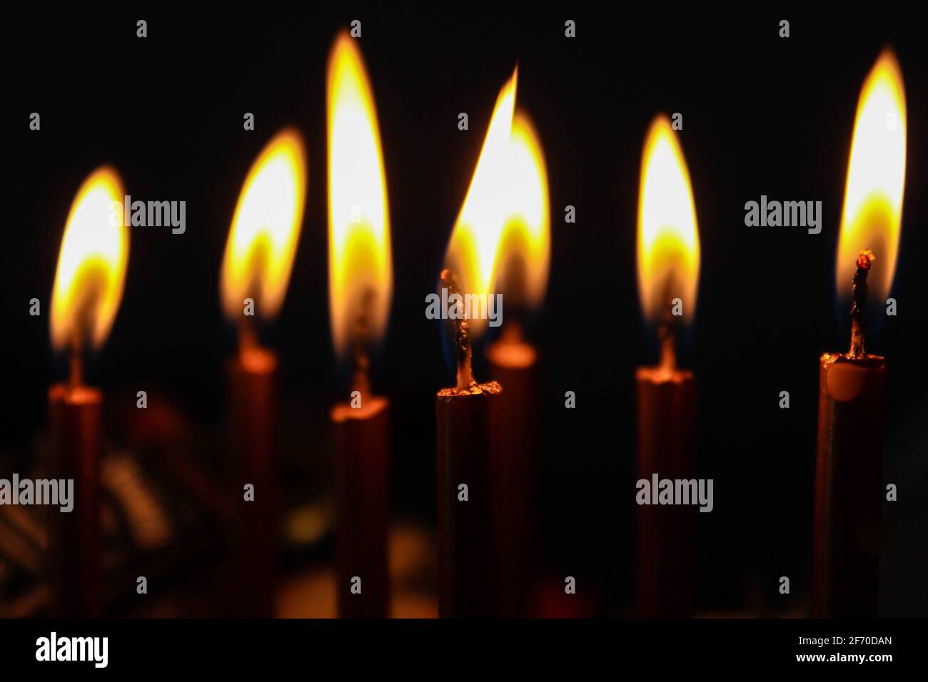 lots of candles on the birthday cake Stock Photo Alamy