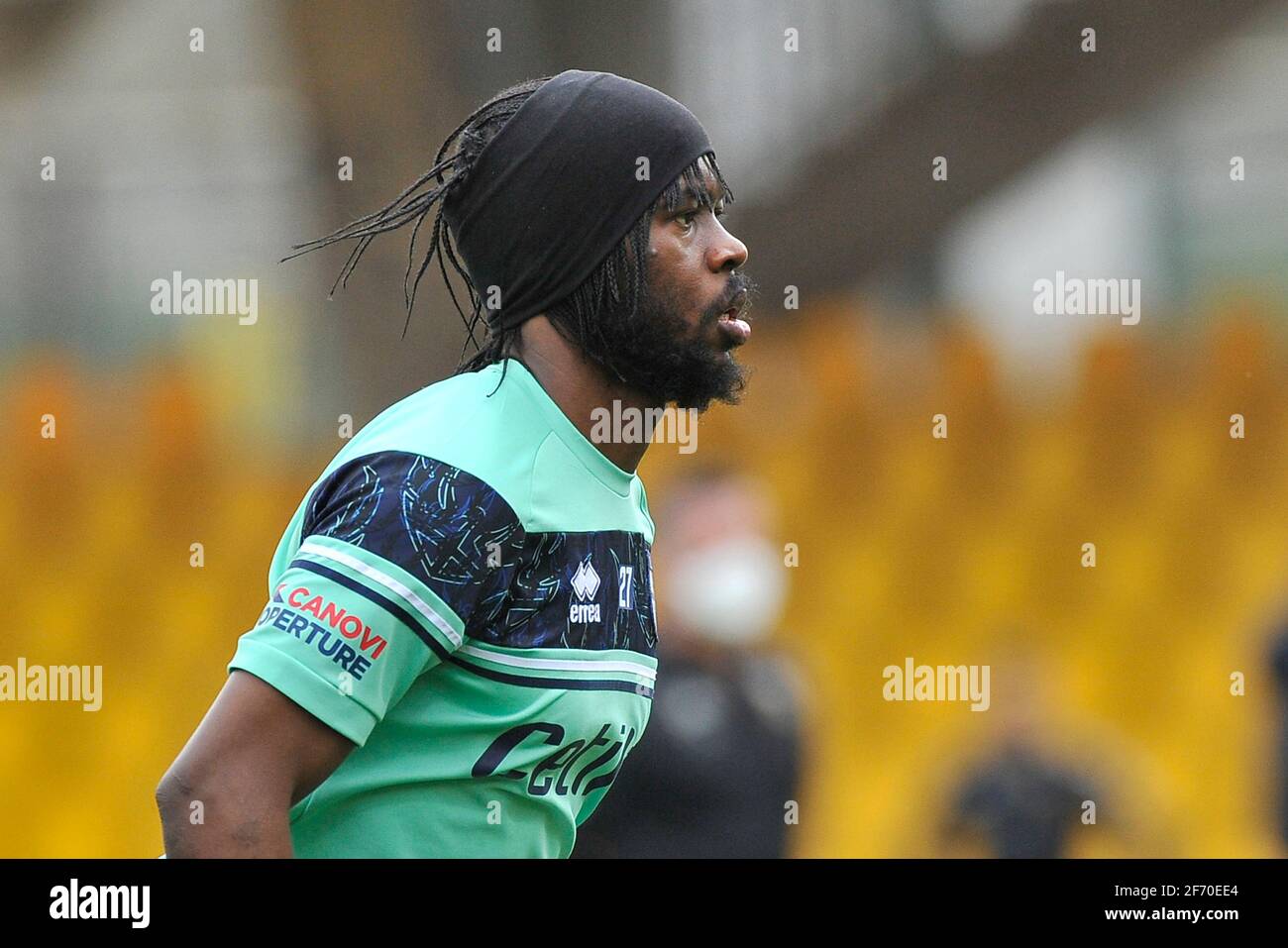 Benevento, Italy, April 03, 2021. Gervinho player of Parma, during the match of the Italian football league Serie A between Benevento vs Parma final result 2-2, match played at the Ciro Vigorito stadium in Benevento. Credit: Vincenzo Izzo/Alamy Live News Stock Photo