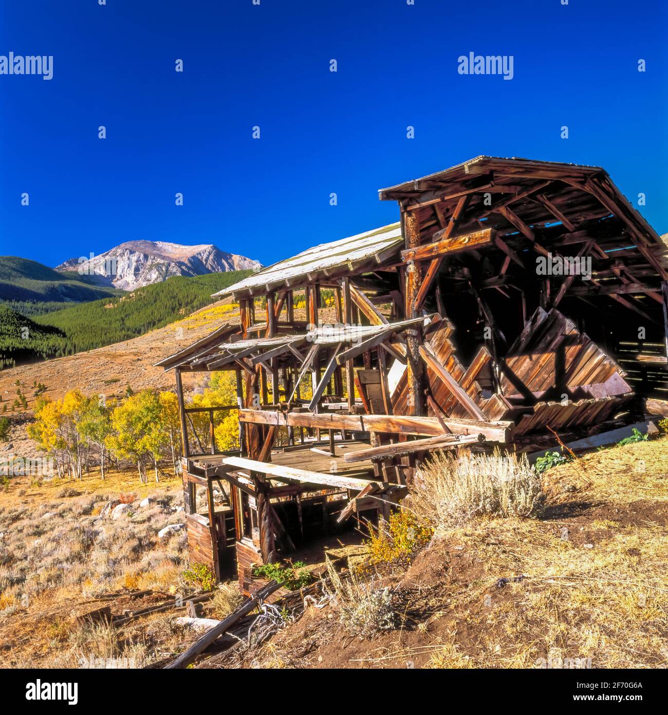 old mine structure below hollowtop mountain in the tobacco root range