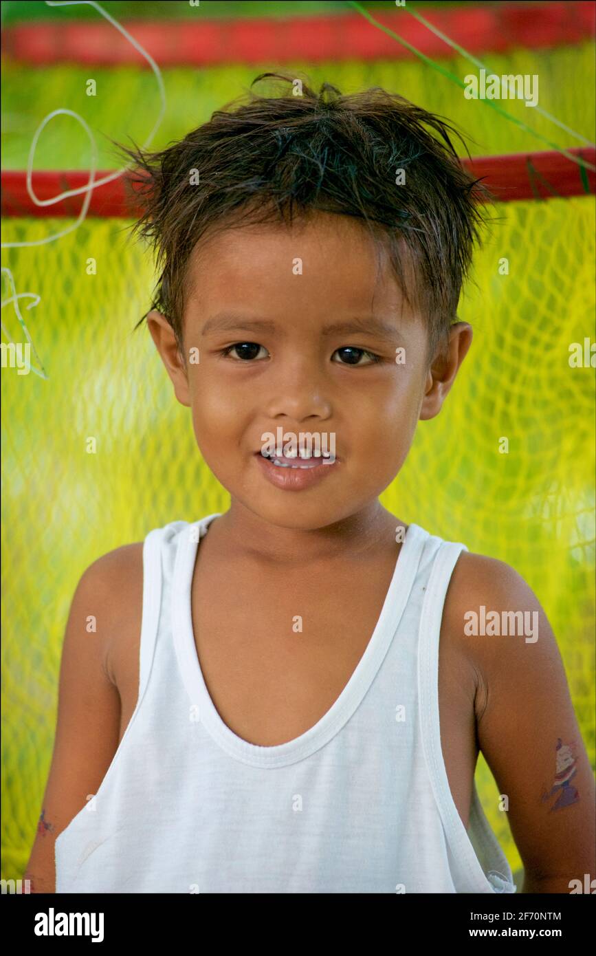 Portrait of a Filipino boy, Bantayan  Isand, Cebu, the Philippines.child Stock Photo