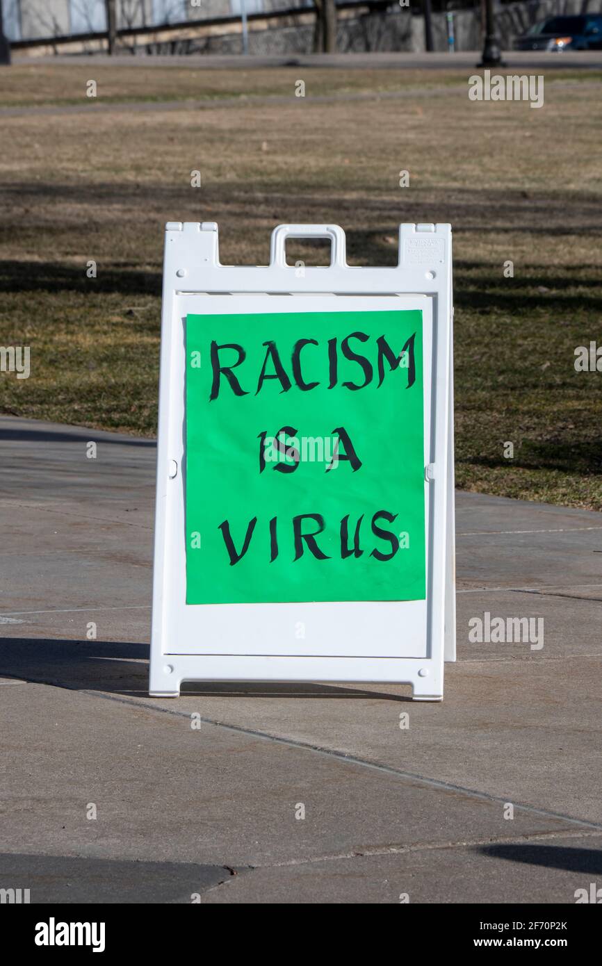 St. Paul, Minnesota. March 28, 2021. Asian Americans and supporting communities rally at the capitol to remember the victims of Atlanta Killings and s Stock Photo