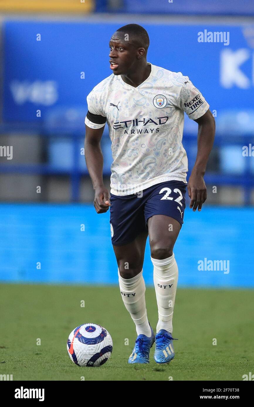 Leicester Uk 03rd Apr 2021 Benjamin Mendy 22 Of Manchester City During The Game In Leicester