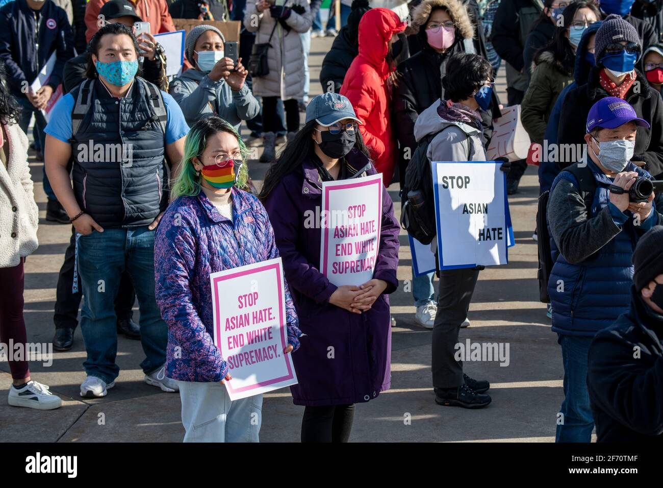 St. Paul, Minnesota. March 28, 2021. Asian Americans and supporting communities rally at the capitol to remember the victims of Atlanta Killings and s Stock Photo