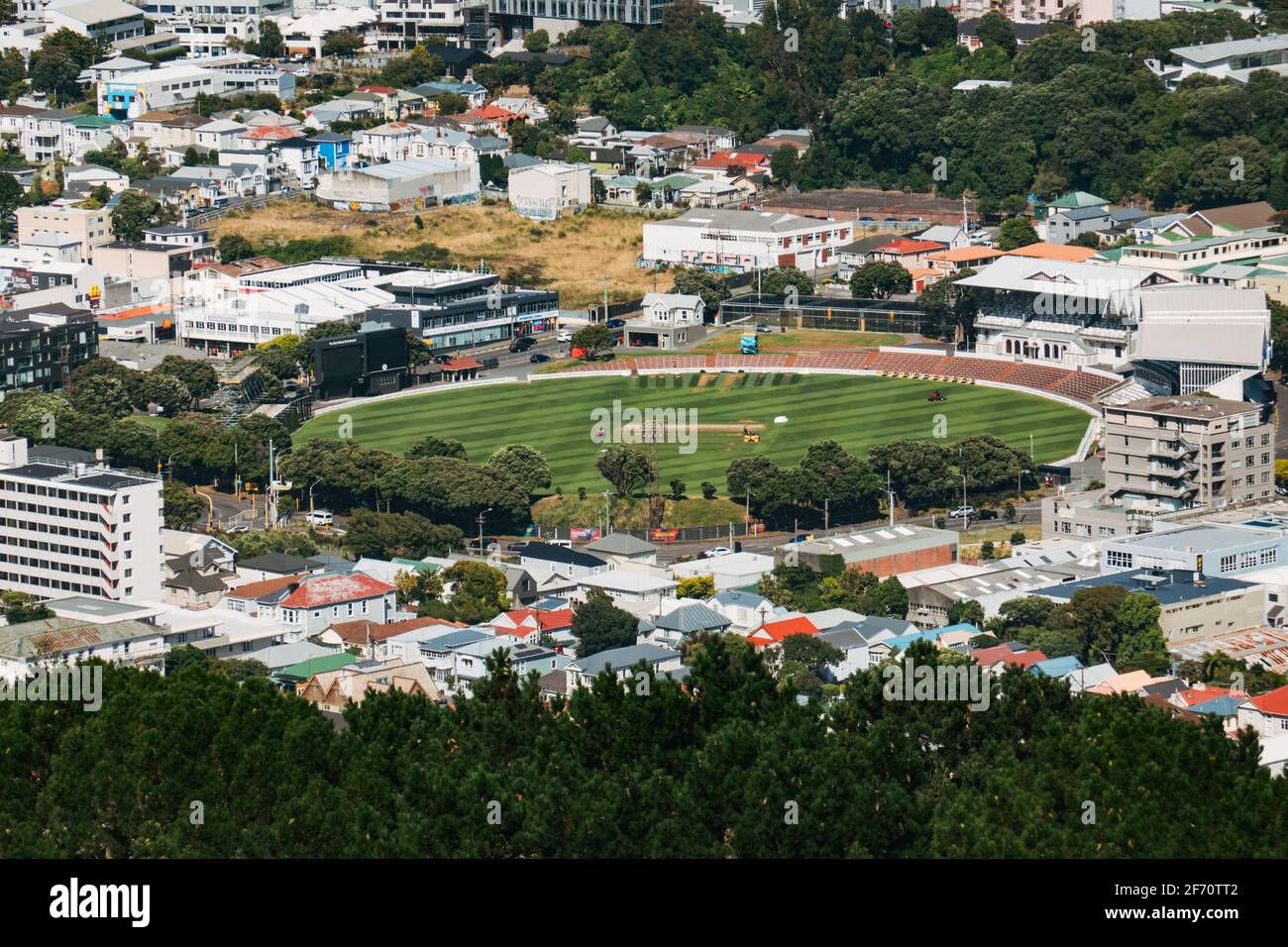 The Basin Reserve, a cricket ground in Wellington, New Zealand Stock