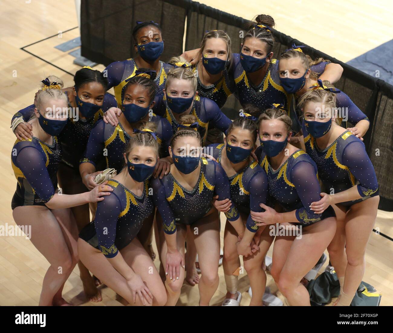 WV, USA. 3rd Apr, 2021. The Michigan women's gymnastics