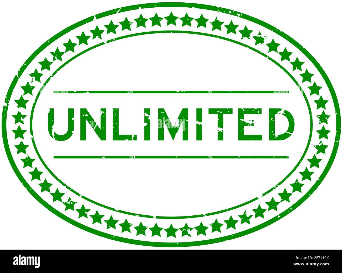 Grunge green unlimited word oval rubber seal stamp on white background Stock Vector