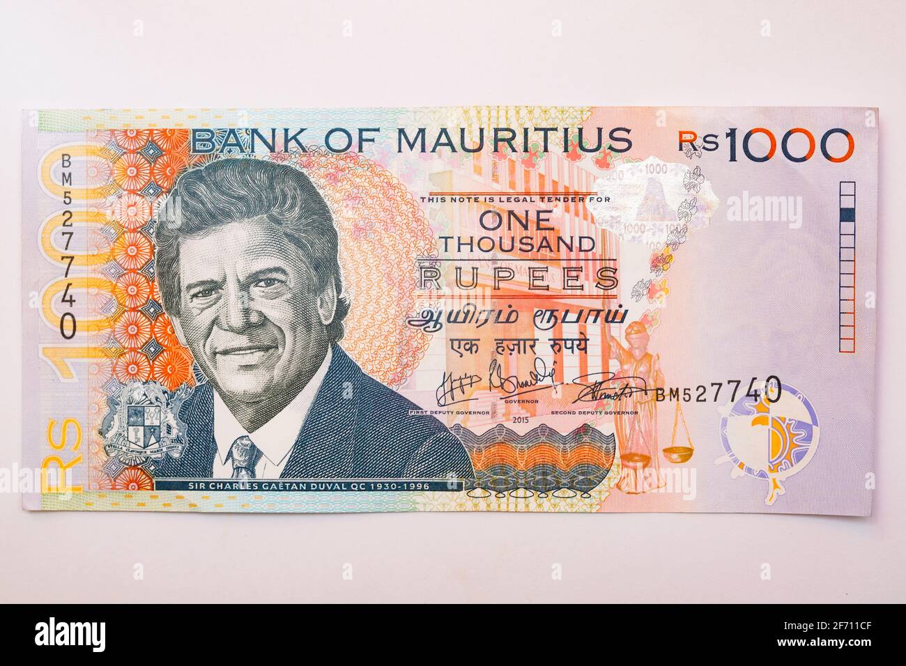 Recto Side Of 1000 Rupees Of Mauritian Note Stock Photo Alamy