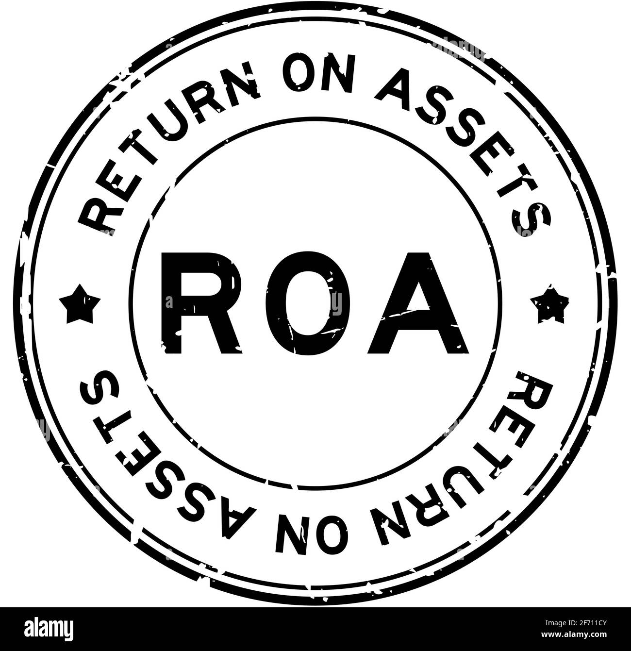 Grunge black ROA Return on assets word round rubber seal stamp on white background Stock Vector