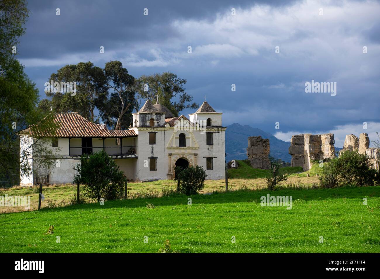 Siecha Chapel under a great light - Guasca, Colombia Stock Photo