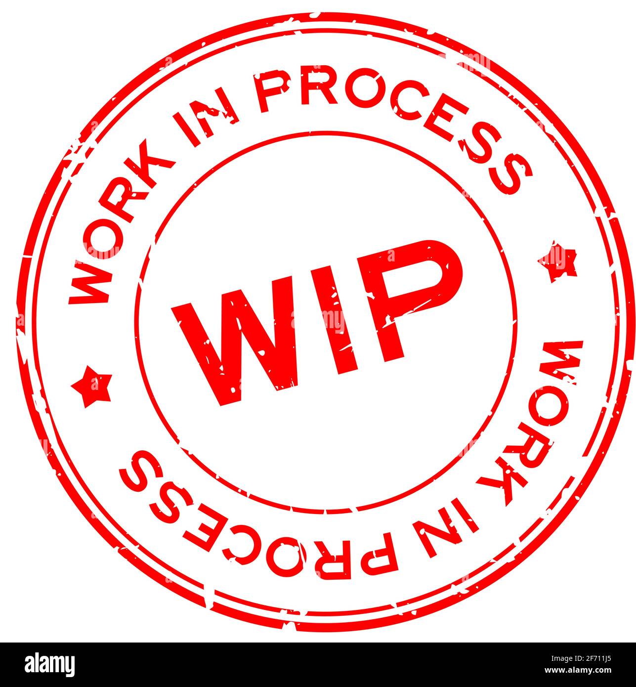 Grunge red WIP work in process word round rubber seal stamp on white background Stock Vector