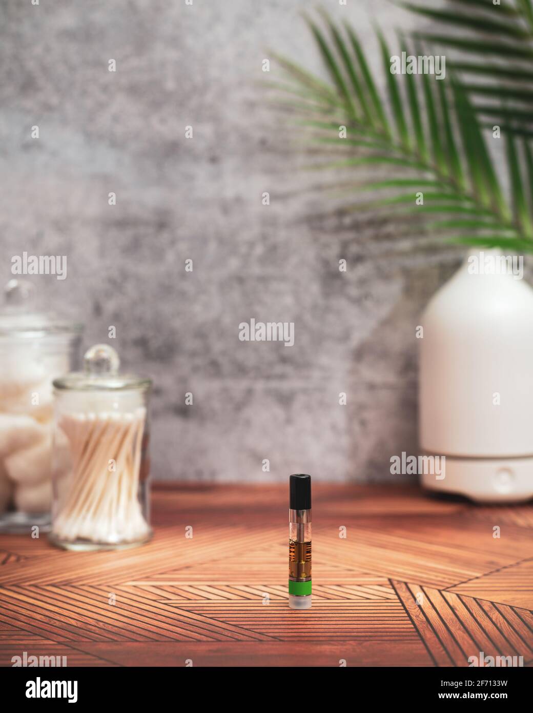 Vaping cannabis for wellness and self care. Personal care concept. Stock Photo