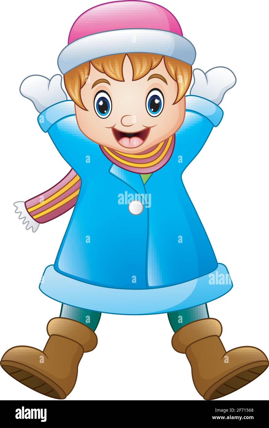 Vector Illustration Of Happy Girl In Winter Clothes Stock Vector Image 