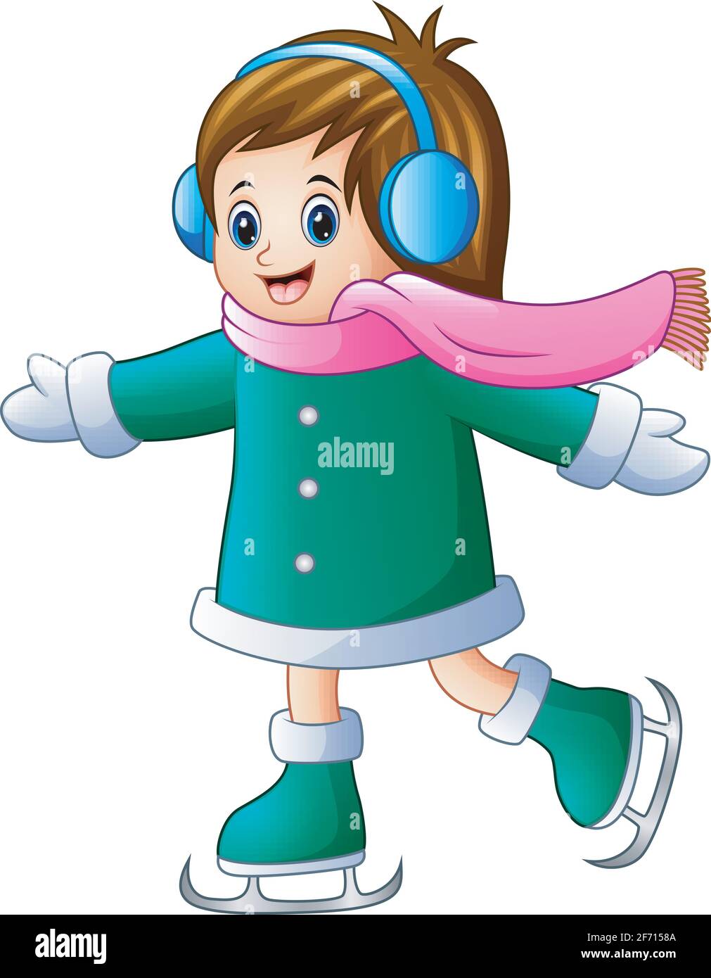 Vector illustration of Cartoon girl playing ice skates Stock Vector Image & Art Alamy