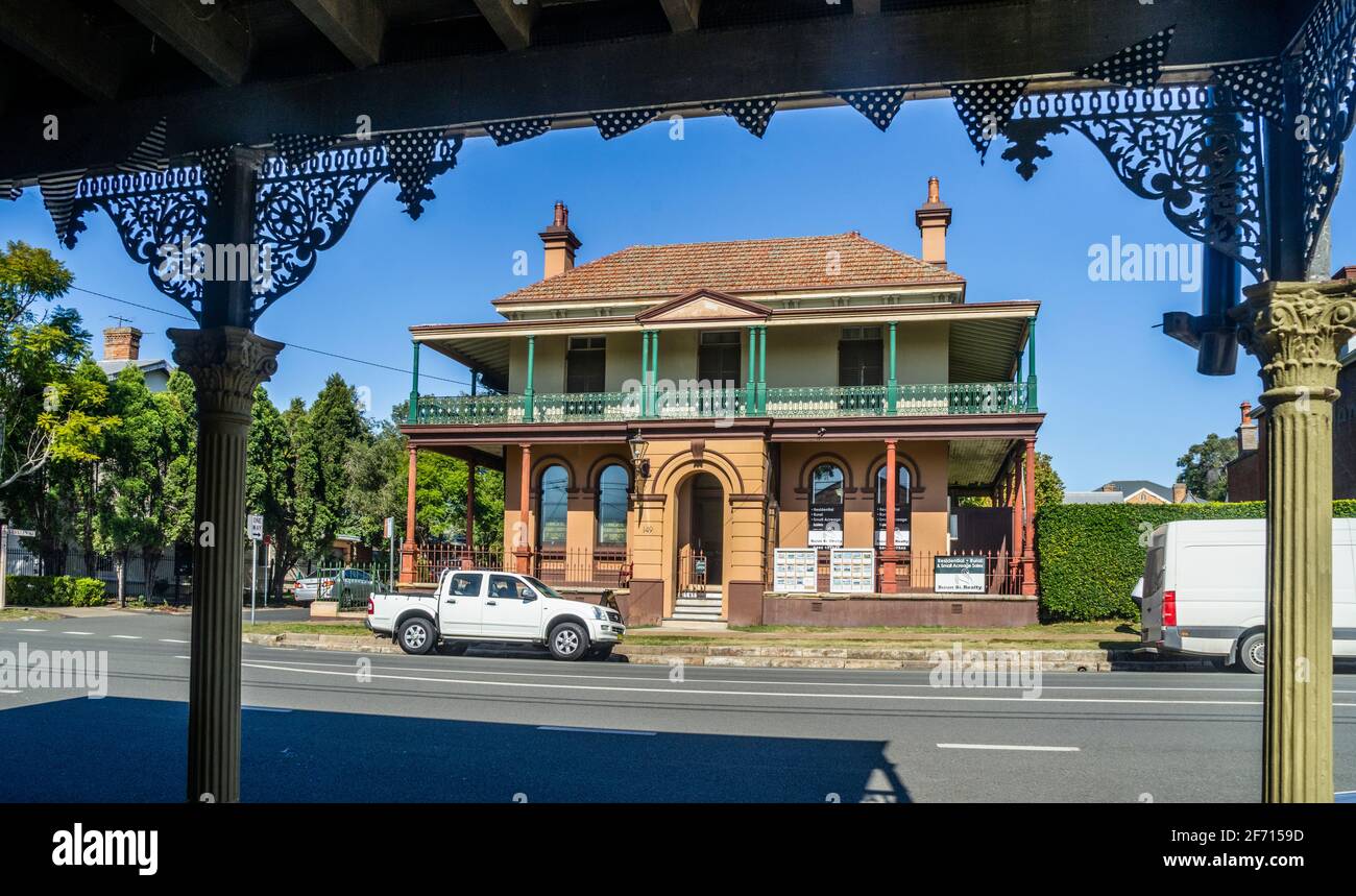 the elaborate former CBC Bank building, built in 1889, Morpeth, Hunter region, New South Wales, Australia Stock Photo