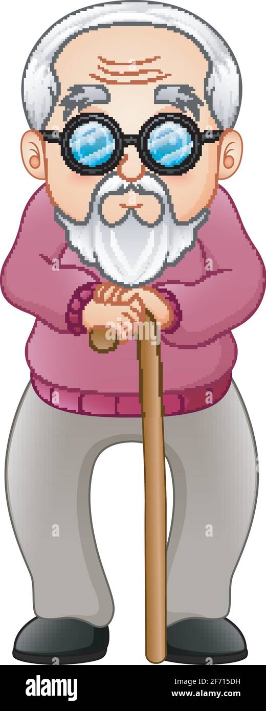 Vector illustration of Old man with walking stick Stock Vector Image ...