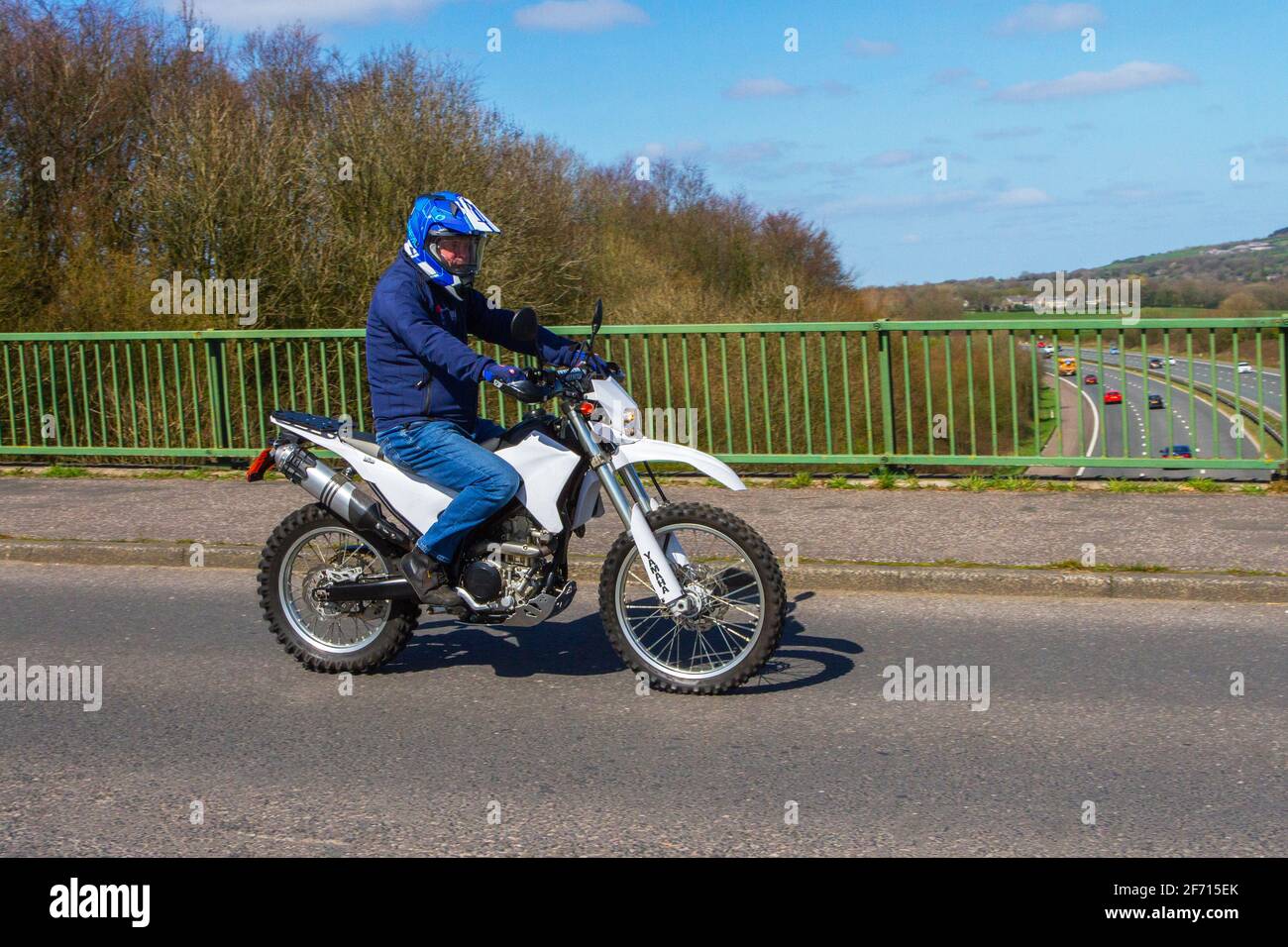 2009 Yamaha Wr 250 Trail 250cc Motorbike rider; two wheeled transport,  motorcycles, vehicle on British roads, motorbikes, motorcycle bike riders  motoring in Manchester, UK Stock Photo - Alamy