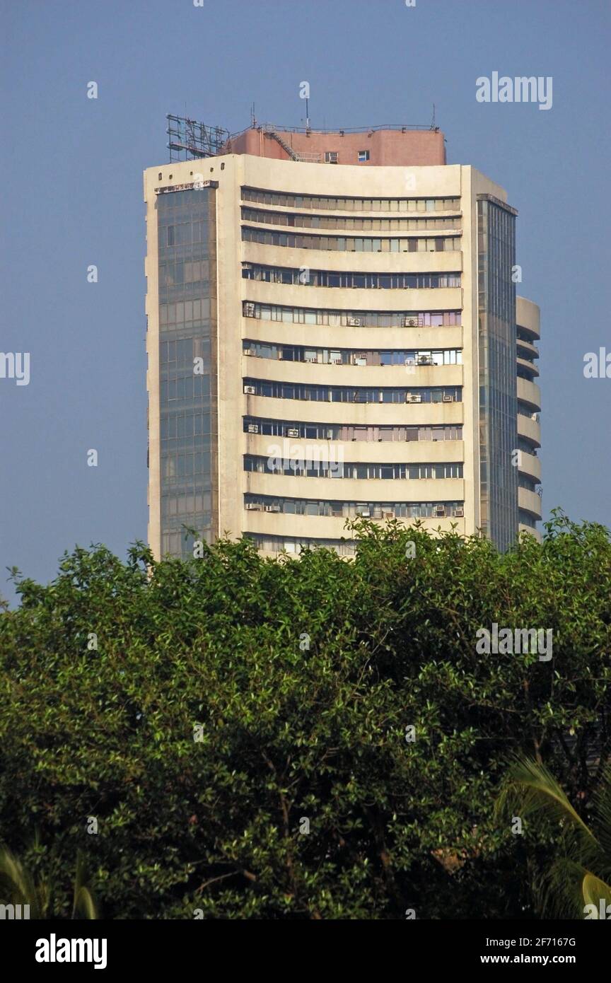 View of the tower block headquarters of the Bombay Stock Exchange in