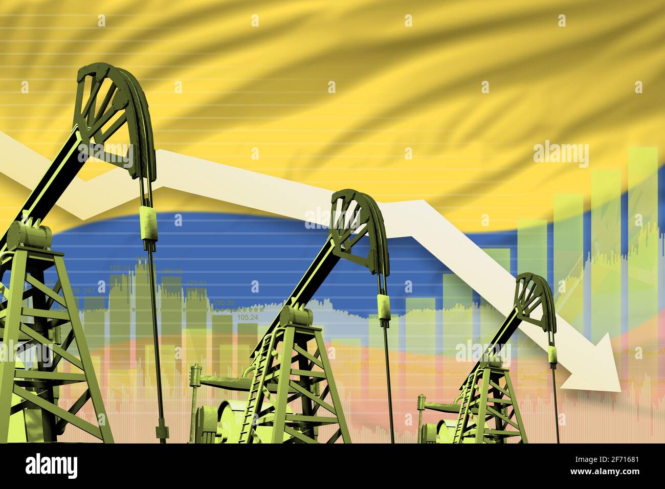 Colombia oil industry concept, industrial illustration - lowering down ...