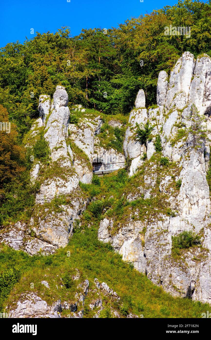 Crown rocks - Skaly Koronne - Jurassic massif with Glove Rock - Rekawica -  in Pradnik creek valley of Cracow-Czestochowa upland in Ojcow in Poland  Stock Photo - Alamy