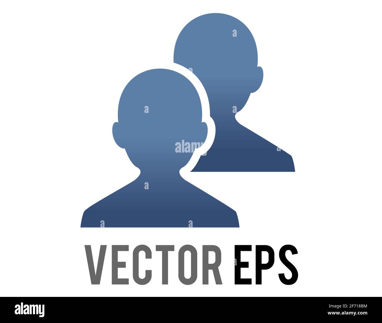 The vector dark blue silhouette heads of two people icon, represent users Stock Vector