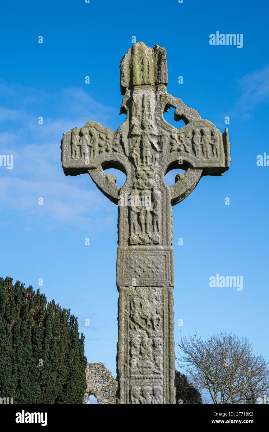 Ardboe High Cross in northern Ireland on the shore of Lough Neagh Stock Photo