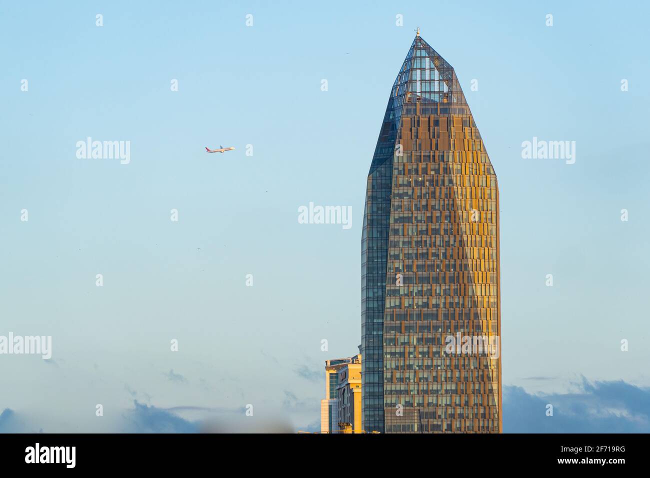 Plane landing Istanbul Airport Stock Photo