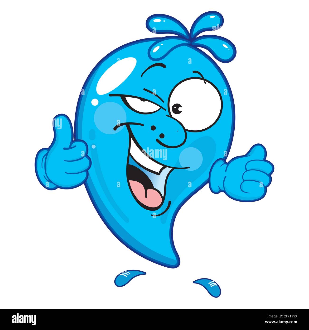 Water Drop Cartoon Mascot Character. Cute natural phenomena in cartoon