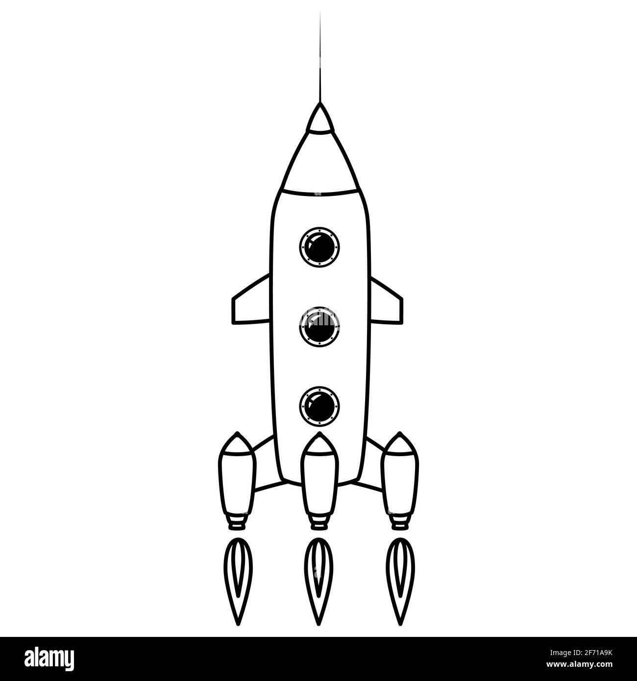 Rocket space ship retro icon line. Vector illustration isolated Stock Vector