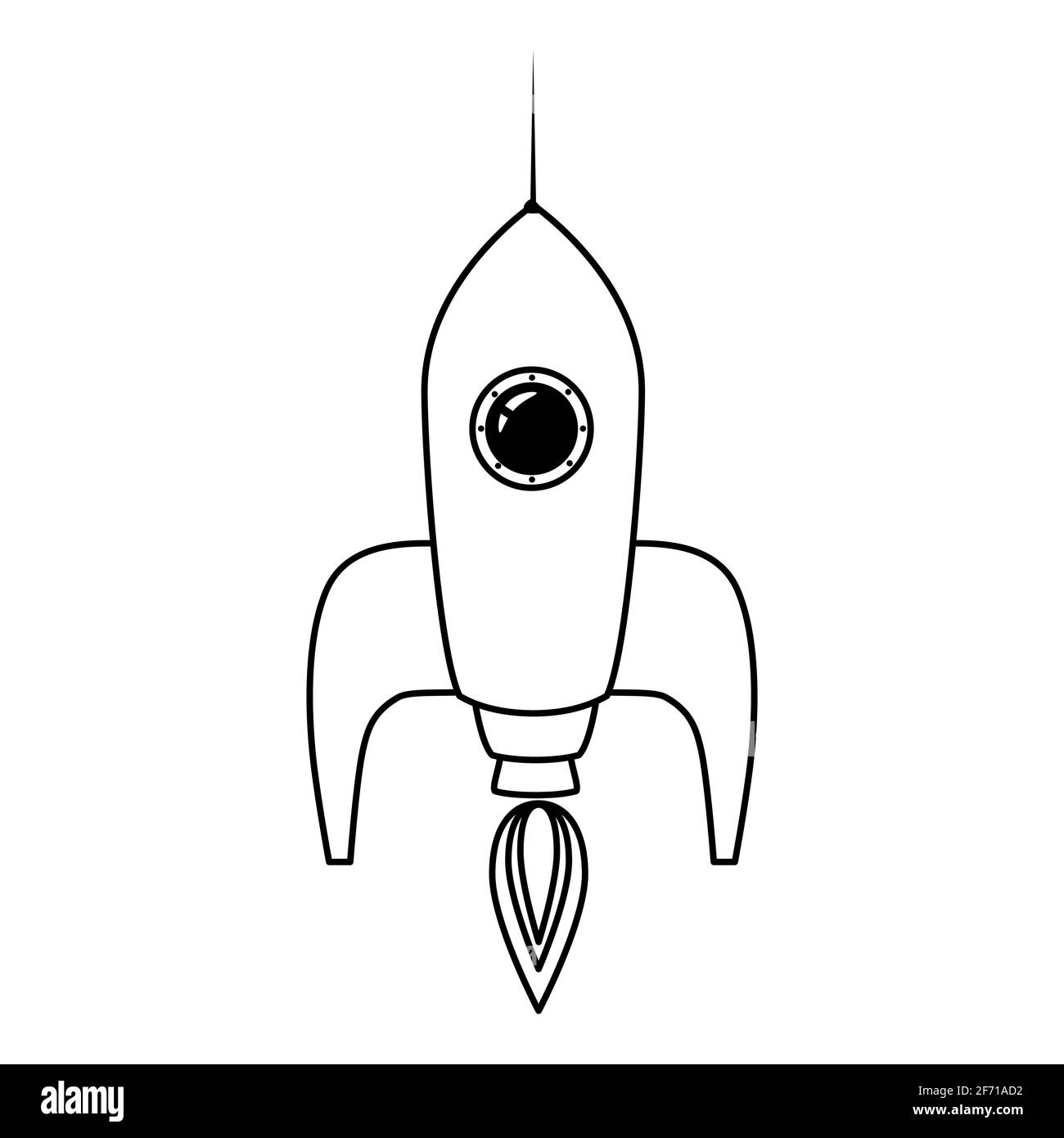 Rocket space ship retro icon line. Vector illustration isolated Stock Vector