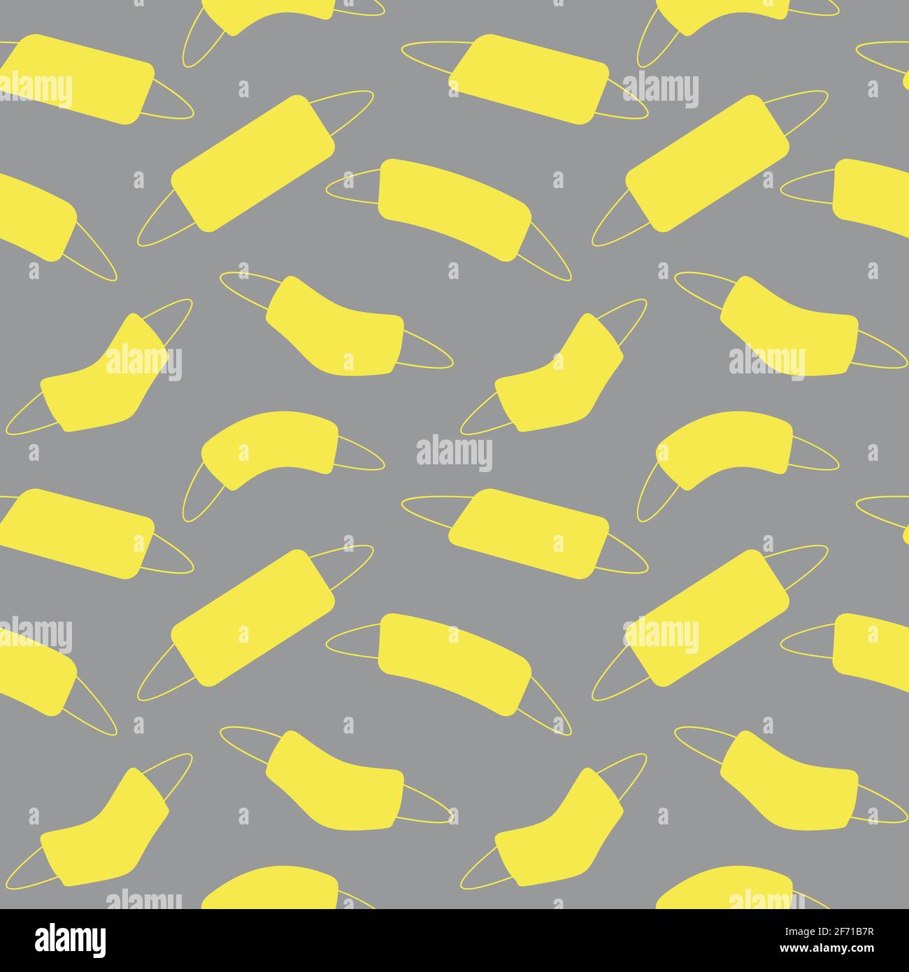 Seamless pattern with yellow face masks on gray background Stock Vector