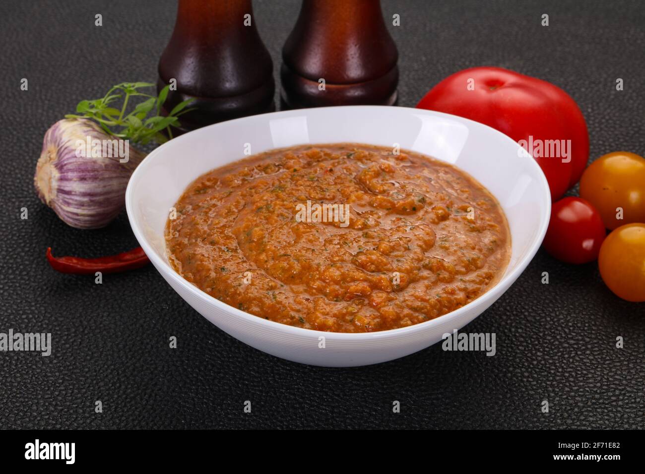 Famous Spanish gazpacho tomato cold soup Stock Photo - Alamy