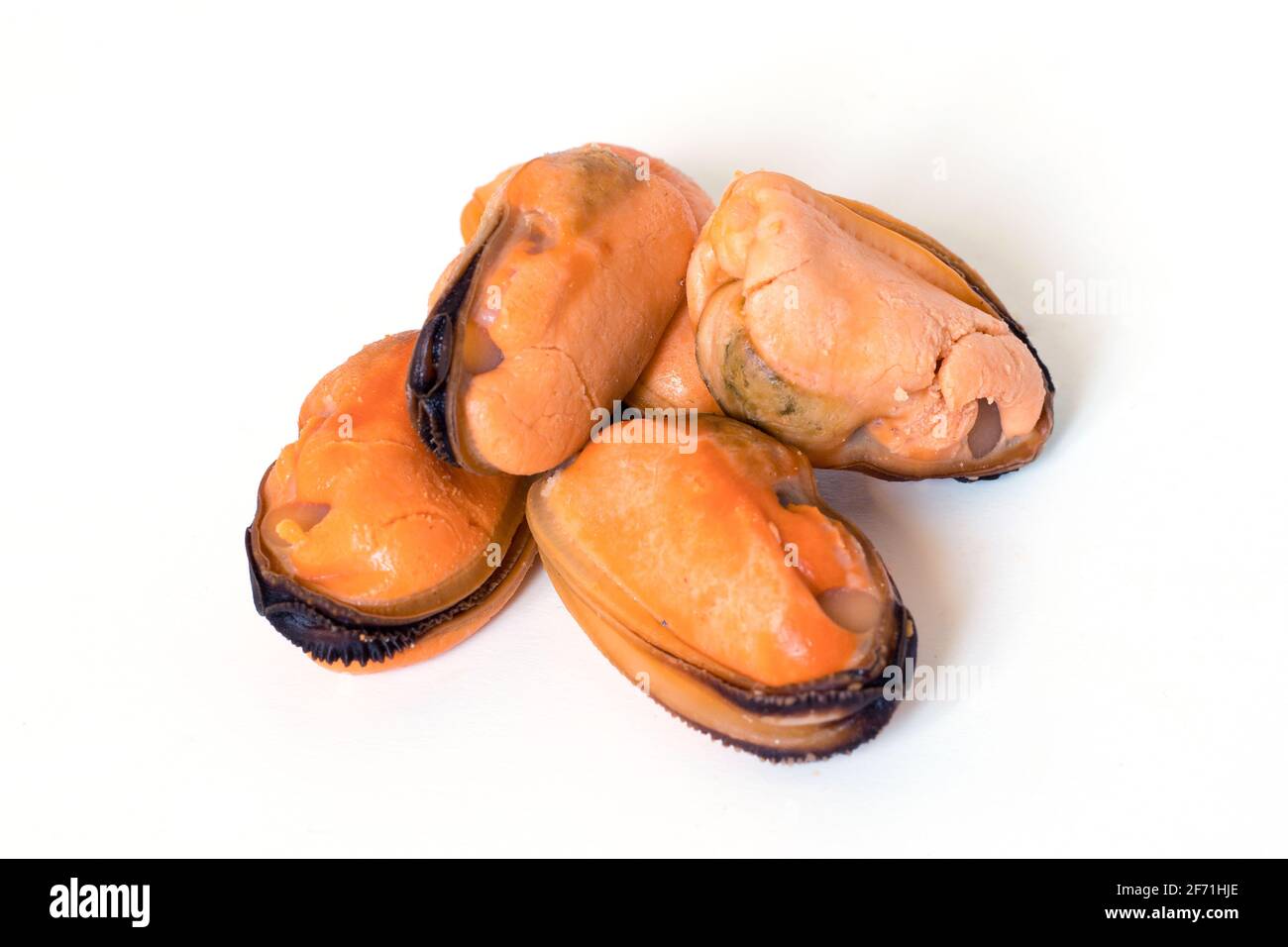 mussels without shell isolated on white background Stock Photo Alamy