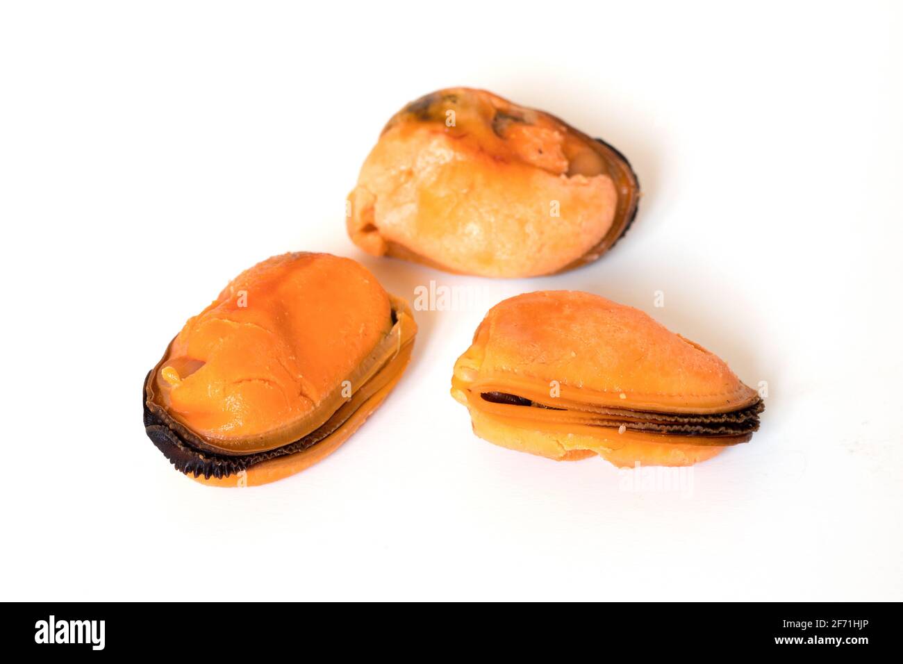 mussels without shell isolated on white background Stock Photo Alamy