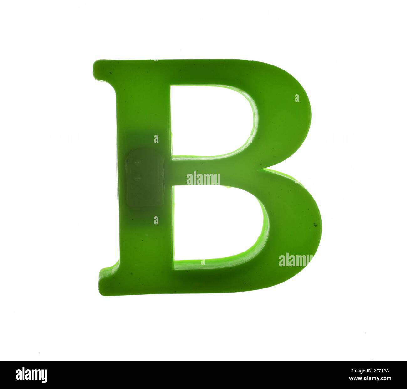 Plastic letter B on magnet isolated on white background, top view Stock Photo