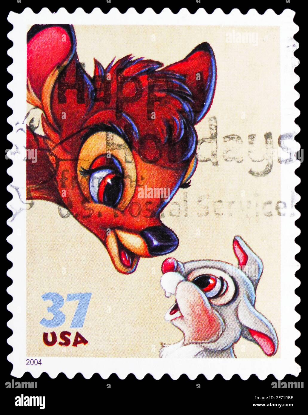 MOSCOW, RUSSIA - JANUARY 20, 2021: Postage stamp printed in United States shows Bambi, Thumper, Walt Disney Characters serie, circa 2004 Stock Photo