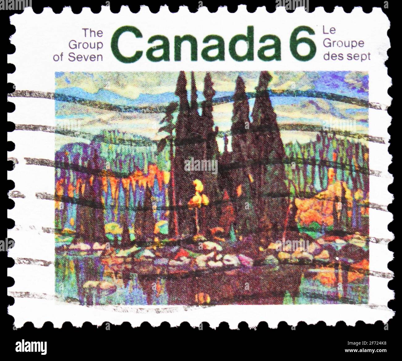 MOSCOW, RUSSIA - FEBRUARY 28, 2021: Postage stamp printed in Canada shows 'Isles of Spruce' by Arthur Lismer), circa 1970 Stock Photo